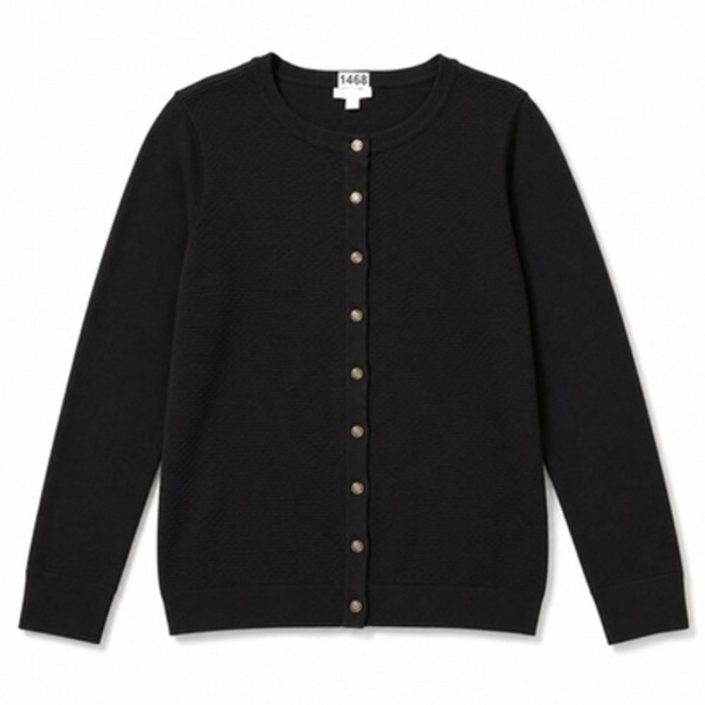 Charter Club Womens 3X Black Waffle Knit Button Front Cardigan Sweater Plus